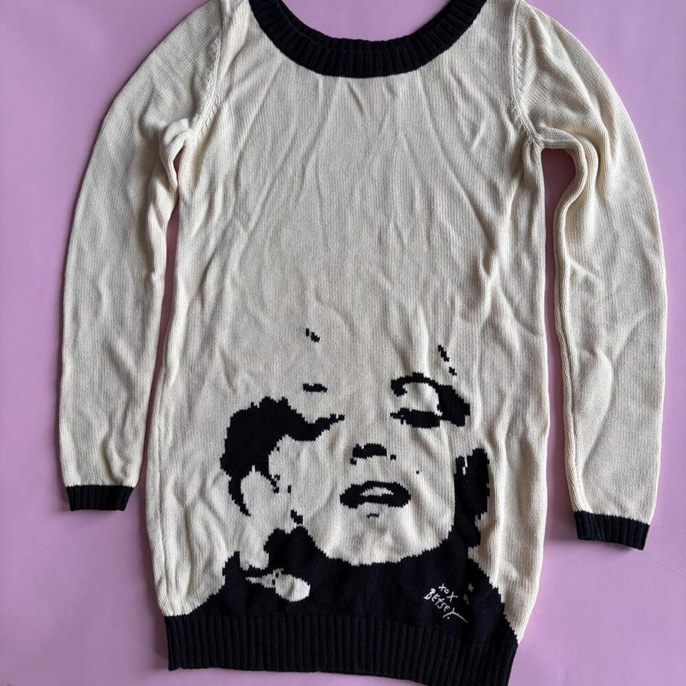 Betsey Johnson Cream and Black Sweater Dress with Marilyn Monroe